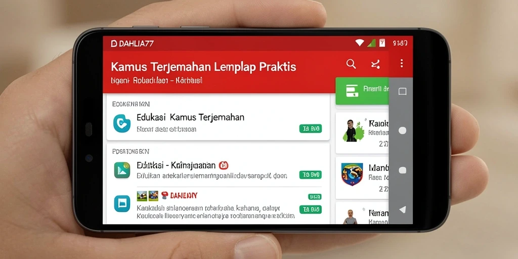 Antarmuka pengguna <strong>DAHLIA77</strong> yang intuitif dan berfungsi sebagai Kamus Terjemahan.