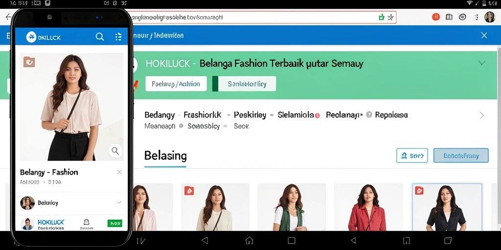 Antarmuka HOKILUCK menampilkan koleksi fashion dengan jelas dan menarik.