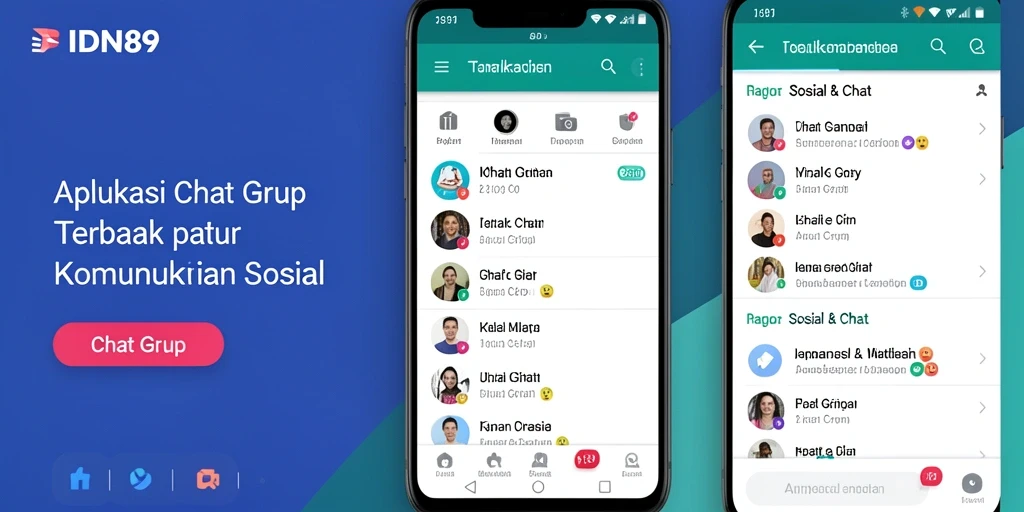 Antarmuka utama IDN89 yang menarik untuk chat grup.