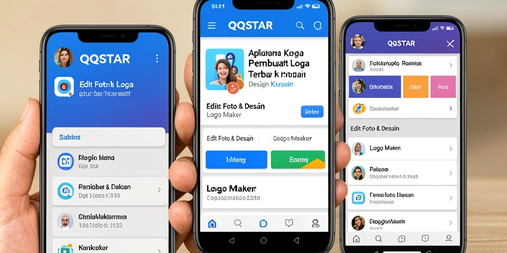 Tampilan antarmuka QQSTAR saat membuat logo yang kreatif dan intuitif.