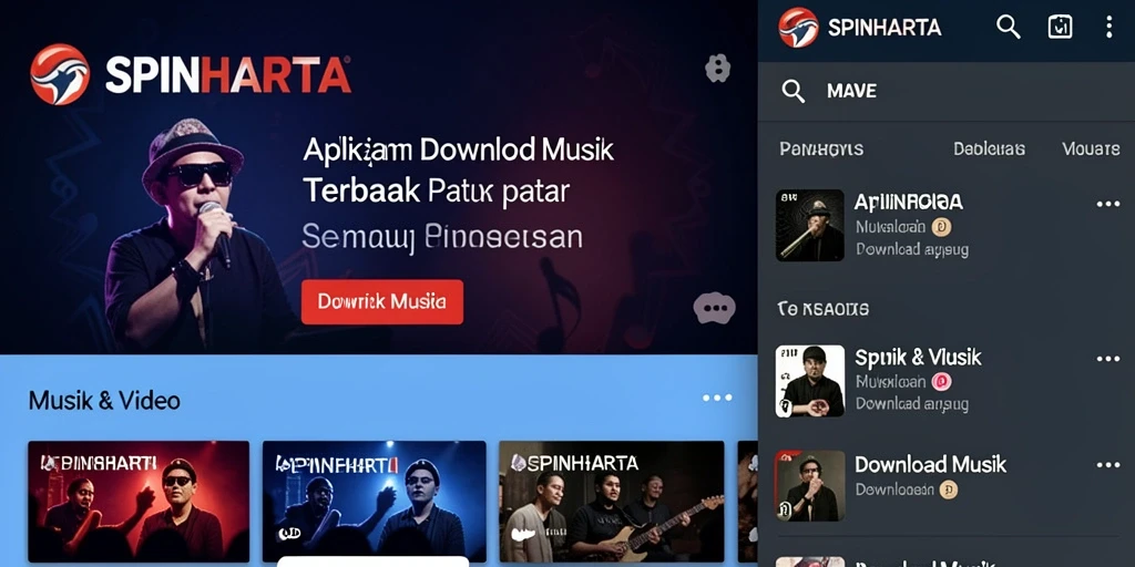Tampilan antarmuka SPINHARTA yang intuitif dan menarik untuk Download Musik.