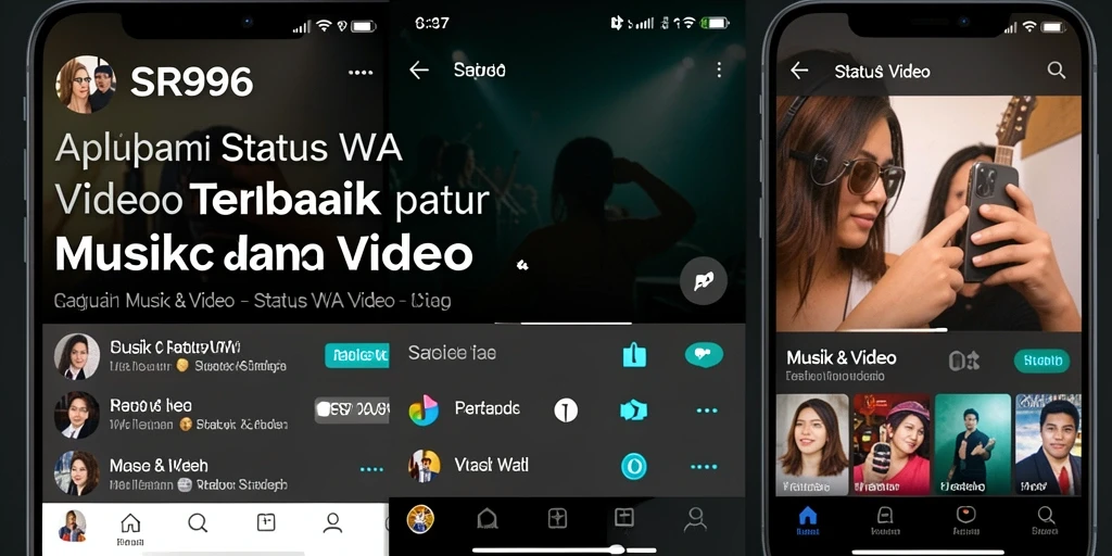 Tampilan antarmuka SR996 dengan berbagai pilihan video status.