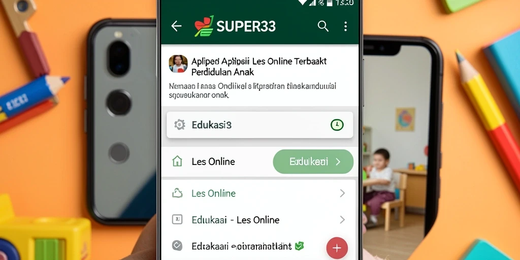 Antarmuka aplikasi SUPER33 yang modern dan interaktif untuk Les Online.