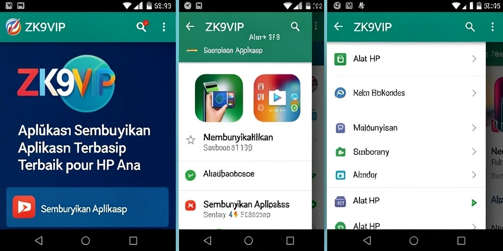 Antarmuka intuitif aplikasi ZK9VIP untuk menyembunyikan aplikasi.